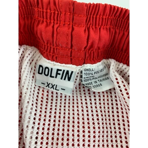 Lot of 2 Swim Trunks OP Ocean Pacific Blue Plaid Dolfin Red Drawstring Mens XXL - Picture 7 of 16
